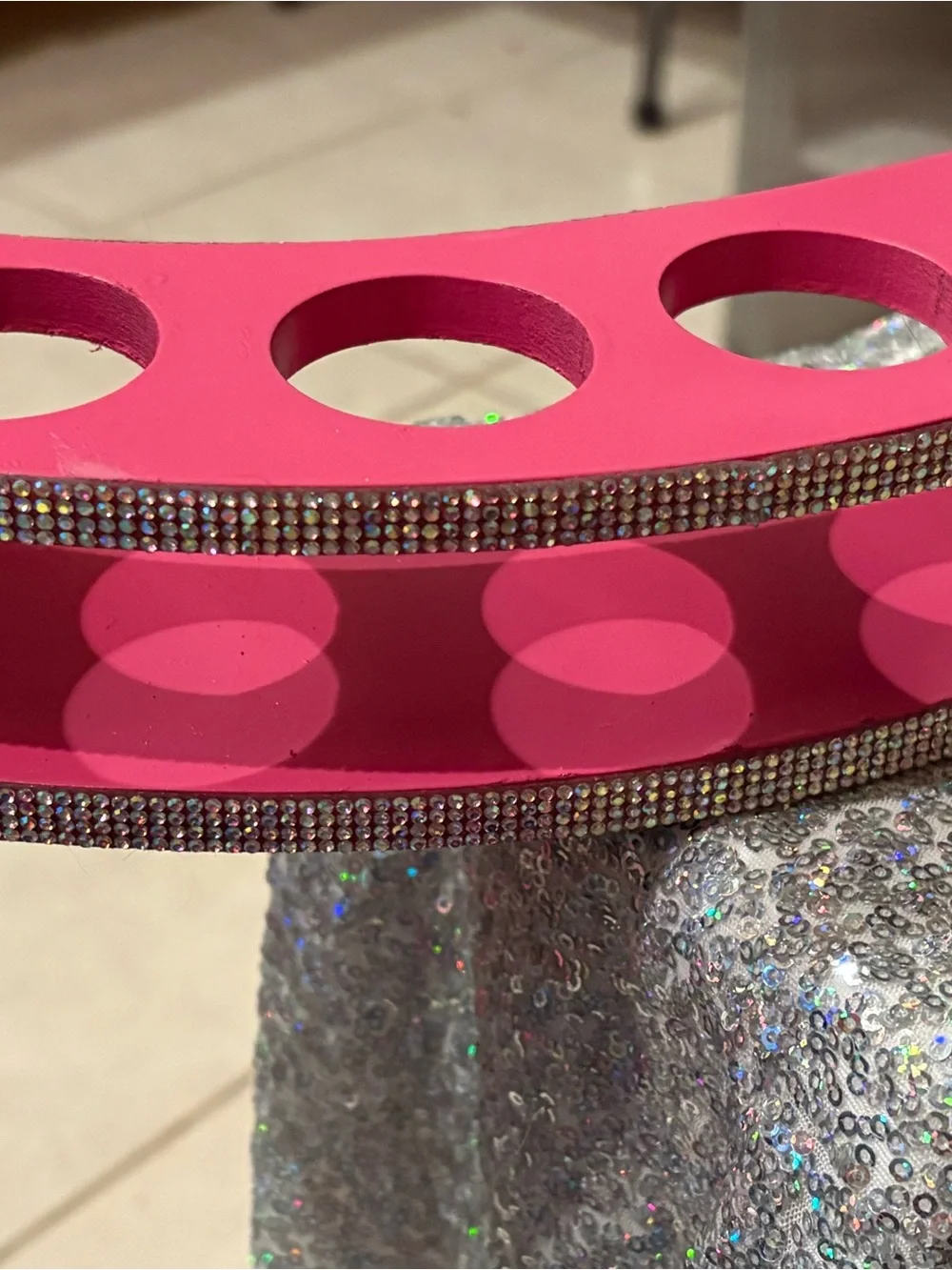Hot Pink “Barbie Themed” make up organizer with Rhinestone accents!